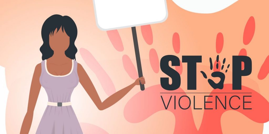 womam stay with blank violence stop