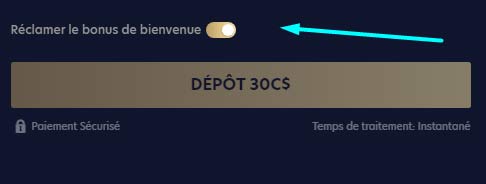 Reclamer le Bonus de Bienvenue